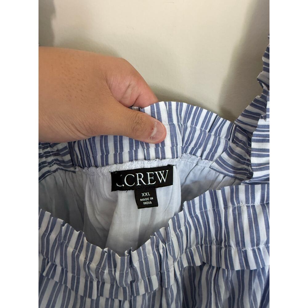 Preppy Summer J. Crew Pinstripe Ruffle Braided Strap Voile Shift Maxi Dress- XXL - Picture 4 of 10